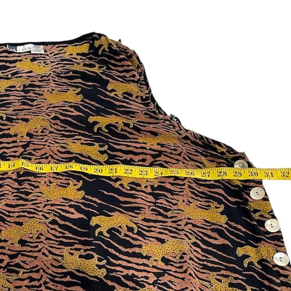 LA CERA Tiger Prints Midi Slits Mother Of Pearl Buttons Plus Dress Size 4X - Picture 9 of 10